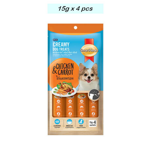 Smart Heart Creamy Dog Treats Chicken Carrot 15g x 4 Sachets