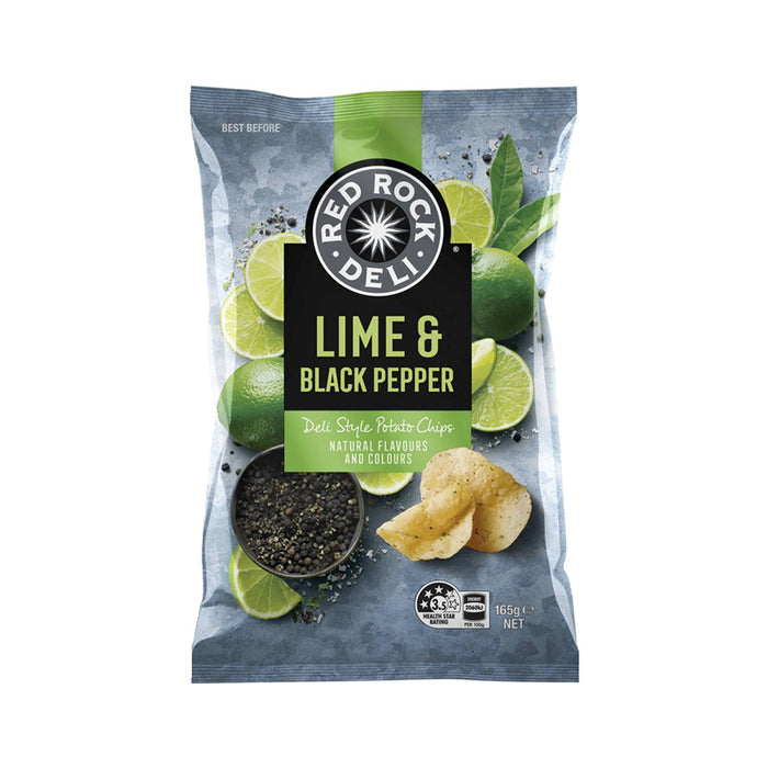 Red Rock Deli Chips Lime & Black Pepper 165g