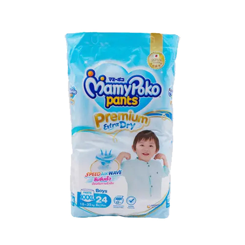 MamyPoko Pants Premium Extra Dry Speed Airwave Size XXXL 18 -35 kg Boys Diaper Pant Pack of 24 pcs