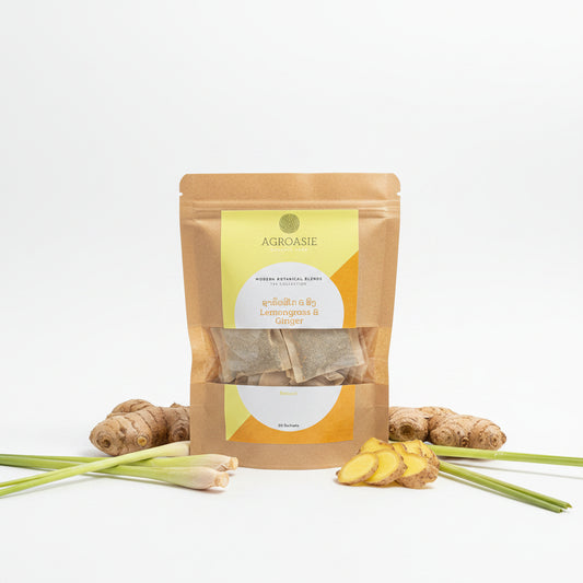 Lemongrass & Ginger – Herbal Tea Sachets by Agroasie (20 Sachets)