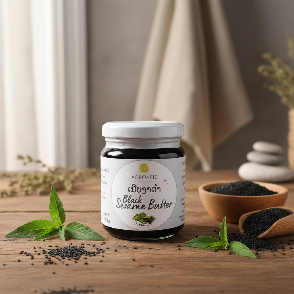 Black Sesame Butter 200g | 100% Natural Organic Spread | Lao Artisan Unsweetened