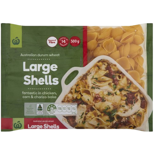 Woolworths Pasta Large Shells 500g