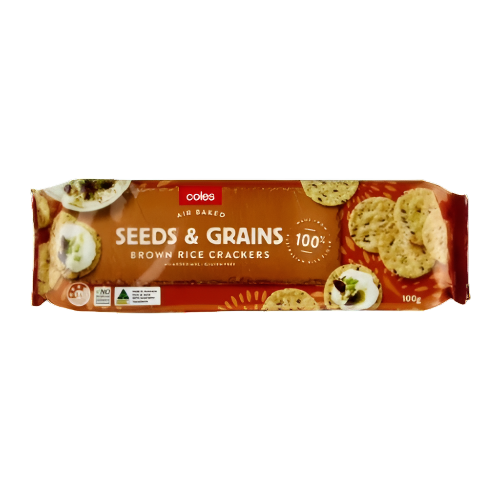 Coles Crackers Brown Rice Seeds & Grains 100g