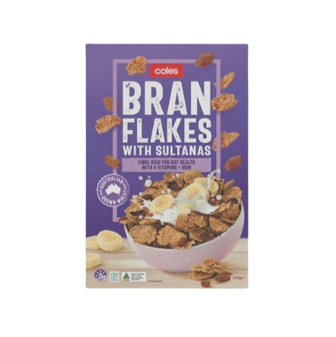 Coles Cereal Bran Flakes with Sultanas 580g