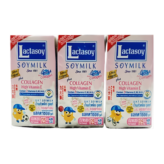 lactasoy UHT soy milk light collagen 125ml  pack of 6boxes
