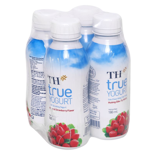 TH  True Yogurt  Natural Strawberry Flavor 180ml x4pcs (  DRINKING YOGURT )
