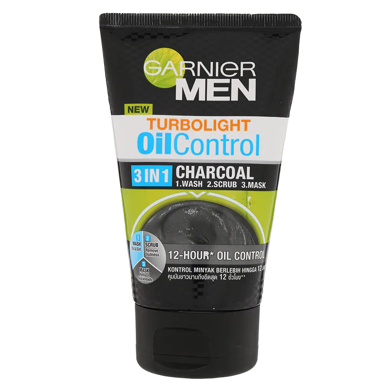 Garnier Men Turbolight Oil Control 3 In 1 Charcoal From 100ml.