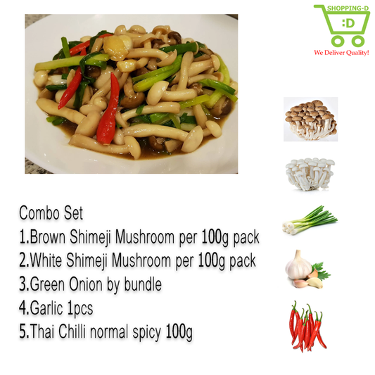 Combo Set Sauteed Shimeji Mushrooms in Oyster Sauce