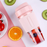 Portable Blender Fruit Juicer Cup Mini Cordless Personal Travel Mixer Smoothies Maker 300ML Stirring for Milk Shake (Pink)