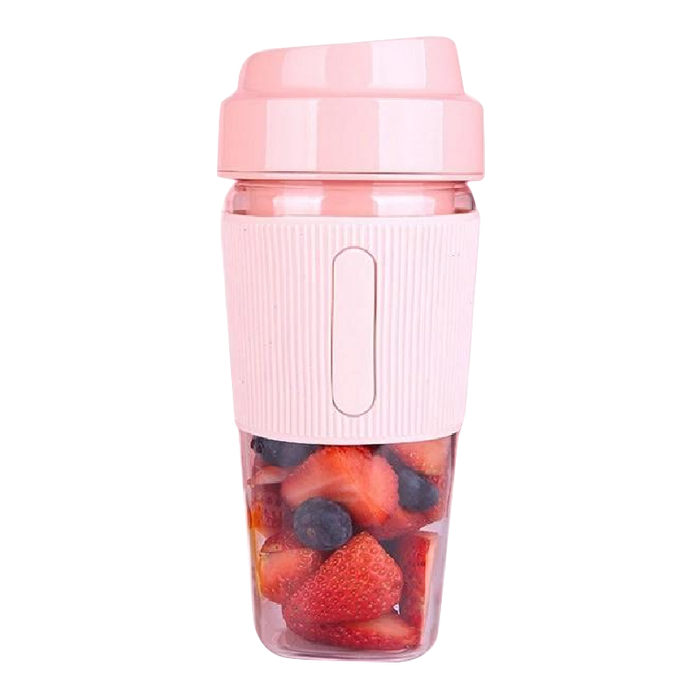 Portable Blender Fruit Juicer Cup Mini Cordless Personal Travel Mixer Smoothies Maker 300ML Stirring for Milk Shake (Pink)