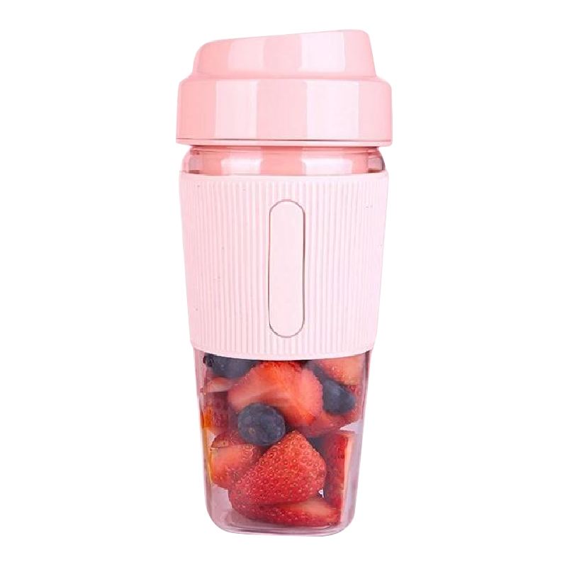 Portable Blender Fruit Juicer Cup Mini Cordless Personal Travel Mixer Smoothies Maker 300ML Stirring for Milk Shake (ສີບົວ) 