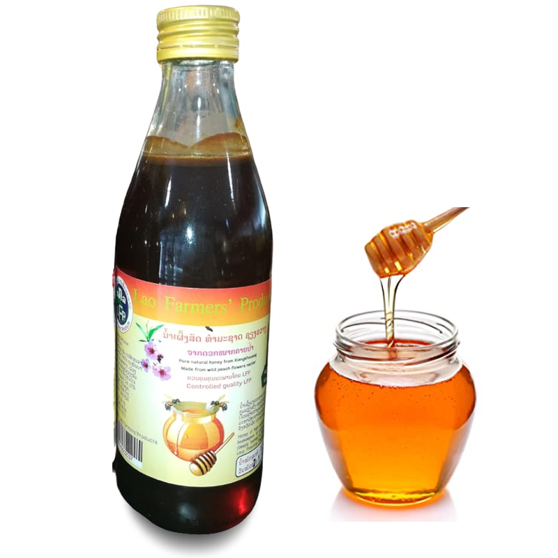 Lao farmer's Brand Product Pure natural From Xiengkhouang Made from Wild Peach Flowers nectar  1Kg