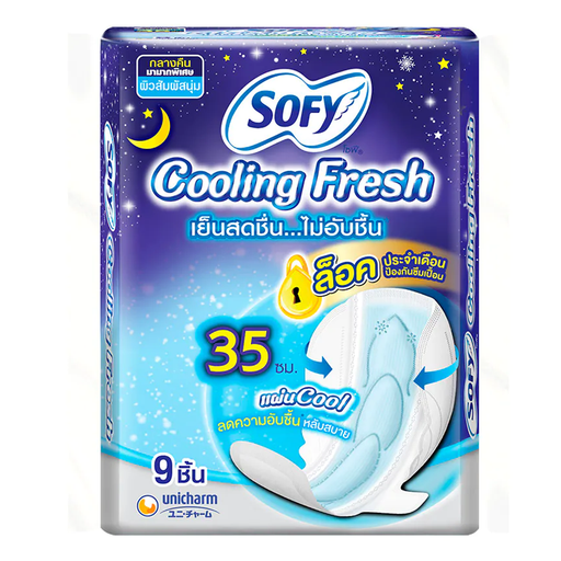 Sofy Cooling Fresh Sanitary Napkin Night Slim Wing 35cm ( 9pcs )