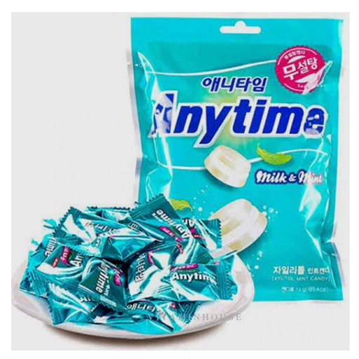 LOTTE ANYTIME XYLITOL MILK MINT CANDY 92G