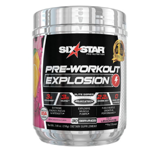 Six Star Explosion Pre Workout Powder, Pink Lemonade, 30 ໜ່ວຍ