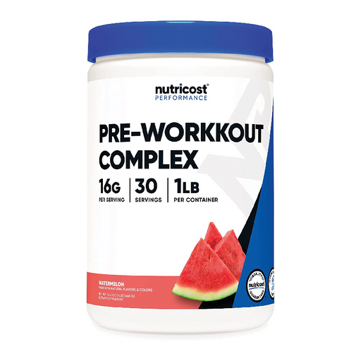 Nutricost Pre-Workout Powder Complex, ໝາກໂມ, 30 ໜ່ວຍ, ຜັກກາດ, ບໍ່ມີ GMO ແລະ Gluten Free