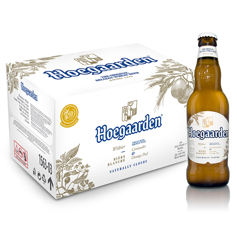 Hoegaarden Beer Brewed with Coriander Orange Peel 330ML Pack of 24 bot