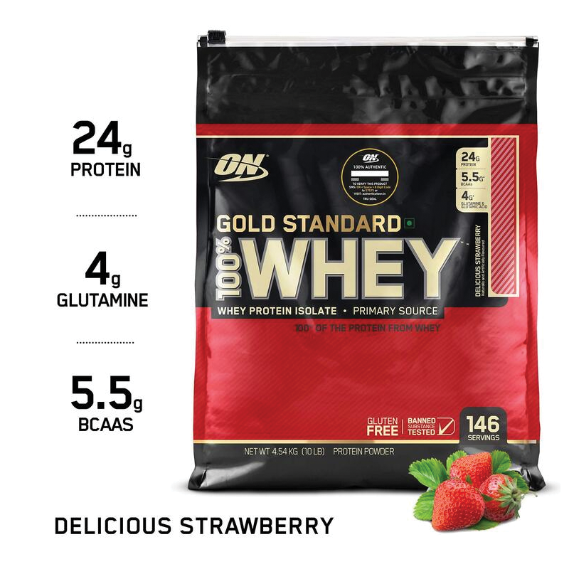 Whey Gold Standard Delicious Strawberry NET WT 10LB (4.54KG) 149 ການບໍລິການ