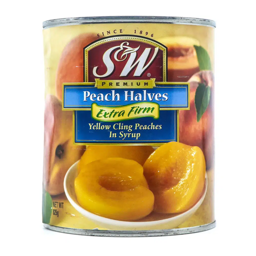 SW peach halves in syrup buah 825 g