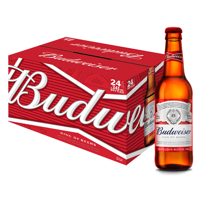 Budweiser beer King of Beers Bottle 330ml Boxes of 24 bottles