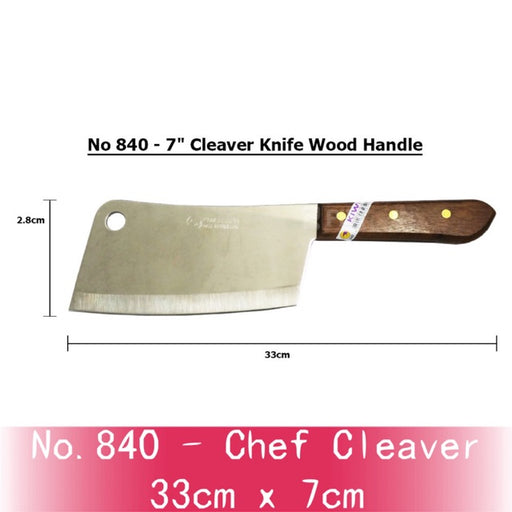 KIWI Knife Kitchen Chef Knife Stainless Steel Blade Cook Cleaver Wood (7) No.840