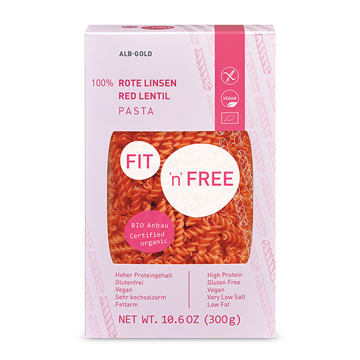 Alb-Gold 100% Fit 'n' Free Rote Linsen Red Lentil Pasta Organic 300g