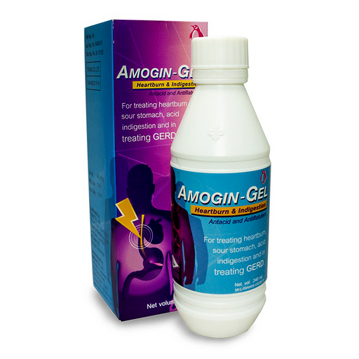 Amogin-Gel For treating heartburn, sour stomach, acid indigestion and in treating GERRD 240ml Per bottle
