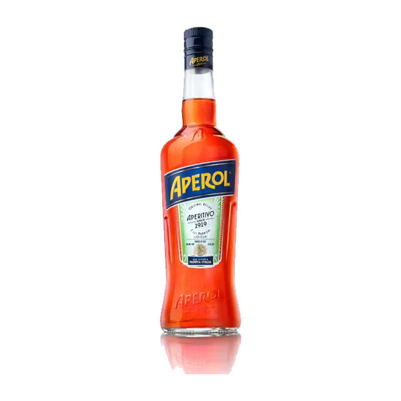 A bottle of Aperol 1919 Ricetta Original with a red label on a white background.