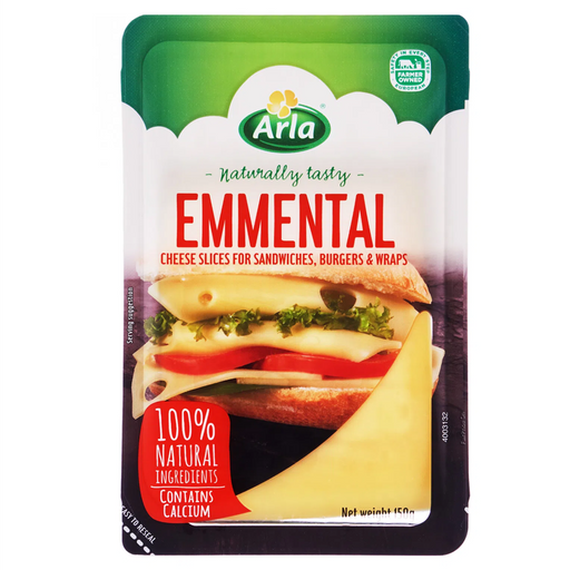 Arla Emmental Cheese Slices For Sandwiches,Burgers & Wraps 150g