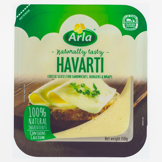 Arla Havarti Cheese Slices For Sandwiches,Burgers & Wraps 150g