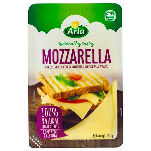 Arla Mozzarella Cheese Slices ສໍາລັບແຊນວິດ, Burger ແລະຫໍ່ 150g