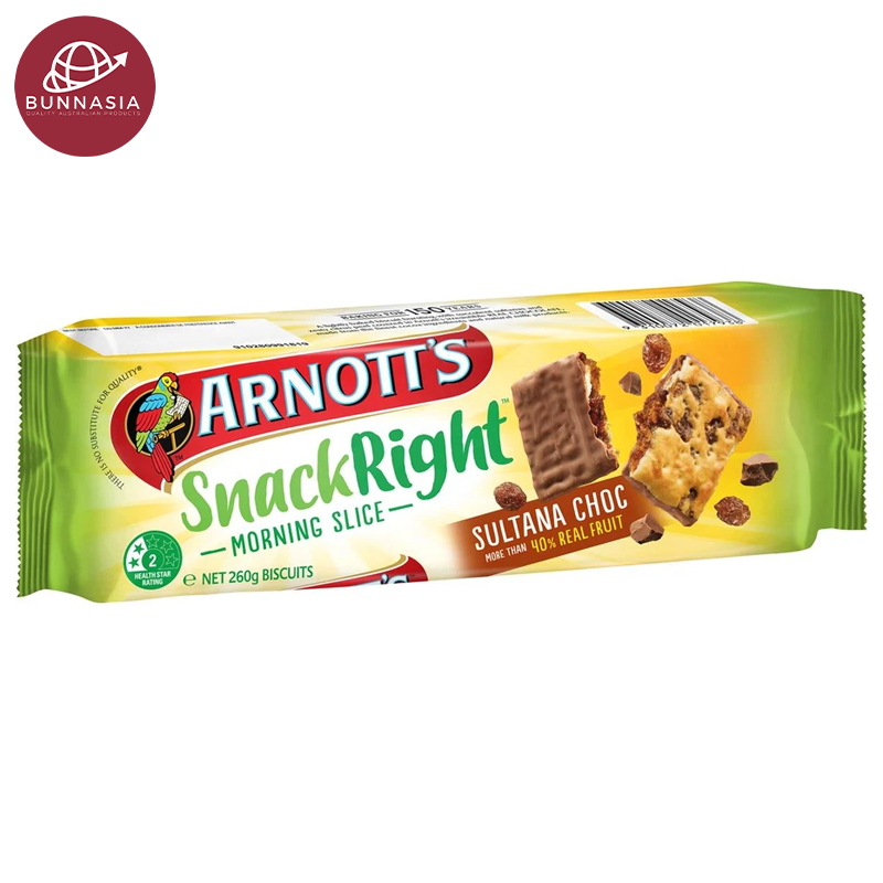 Arnott's Snack Right Morning Slice Sultana Choc Biscuits 250g 