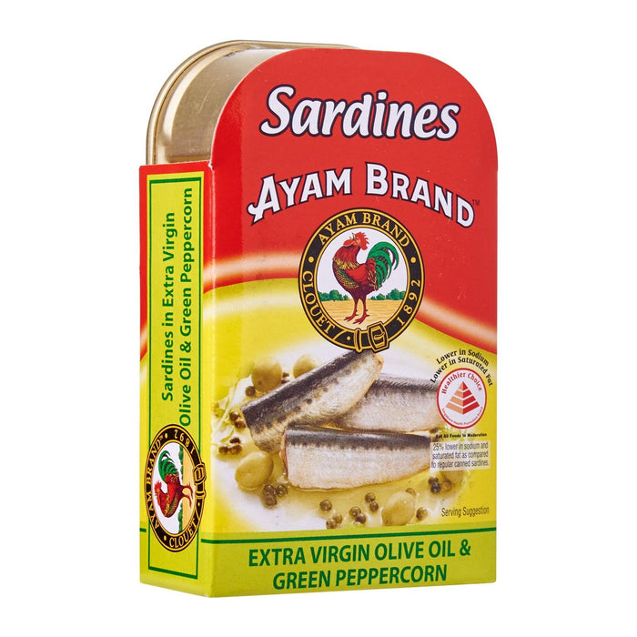 Ayam Brand Sardines in Extra Virgin Olive Oil & Green Peppercorn 120g
