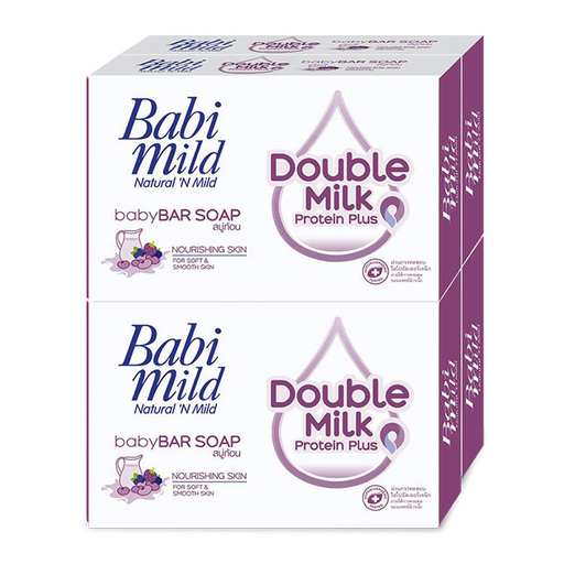 Babi Mild Double Milk Protein Plus baby Bar Soap Nourish Skin for soft &amp; Smooth Skin Refill Pack Size 75g ຊອງ 4pcs