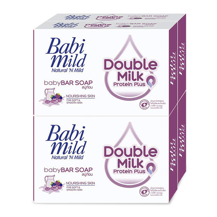 Babi Mild Double Milk Protein Plus baby Bar Soap Nourish Skin for soft & Smooth Skin Refill Pack Size 75g pack of 4pcs