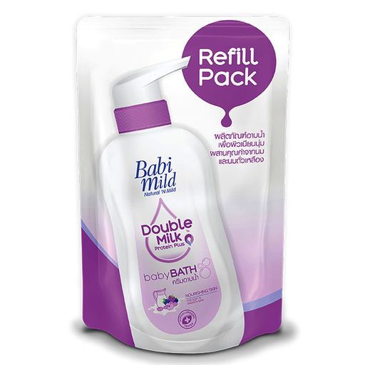 Babi Mild Double Milk Protein Plus baby Bath Nourish Skin for soft &amp; Smooth Skin Refill Pack Size 380ml