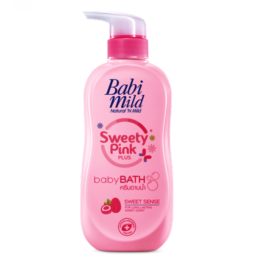 Babi Mild Sweety Pink Plus baby Bath Sweet Sense for Long Lasting Sweet Scent ຂະໜາດ 500ml