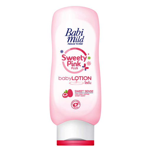 Babi Mild Sweety Pink Plus baby Lotion Sweet Sense for Long Lasting Sweet Scent ຂະໜາດ 180ml