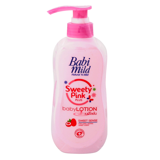 Babi Mild Sweety Pink Plus baby Lotion Sweet Sense for Long Lasting Sweet Scent ຂະໜາດ 400ml