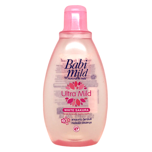 Babi Mild Ultra Mild White Sakura Head &amp; Body Bath Baby Bath ຂະໜາດ 200ml
