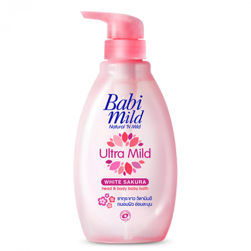 Babi Mild Ultra Mild White Sakura Head &amp; Body Bath Baby Bath ຂະໜາດ 400ml