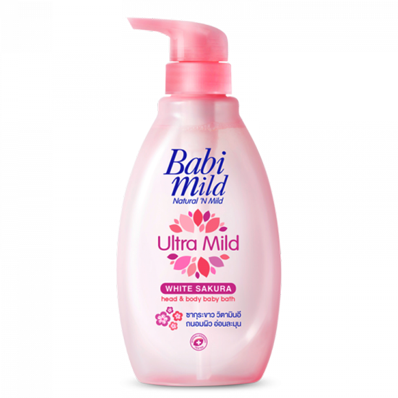Babi Mild Ultra Mild White Sakura Head & Body Baby Bath Size 400ml
