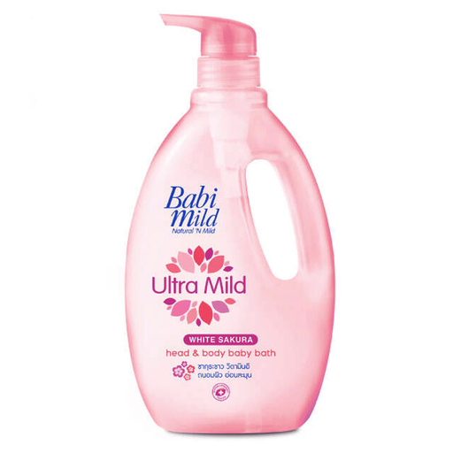 Babi Mild Ultra Mild White Sakura Head &amp; Body Bath Baby Bath ຂະໜາດ 850ml