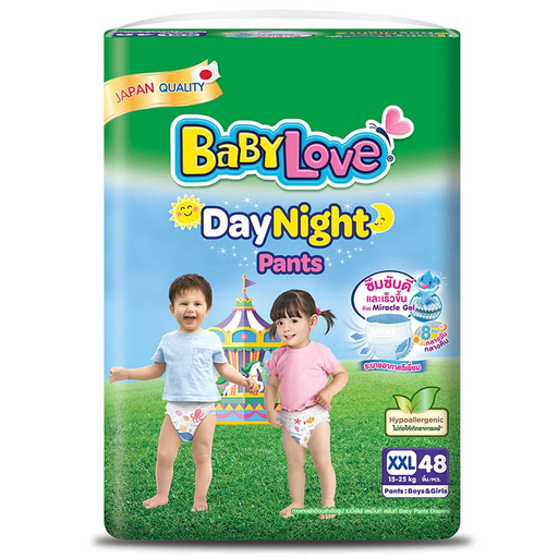 Baby Love DayNight Pants Size XXL 15-25kg Baby Pants Diapers for Boys and Girls Pack of 48pcs