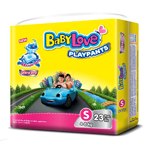 Baby Love Playpants Ultra Dry Size S 4-8kg Baby Pants Diapers  For Boys & Girls Pack of 23pcs