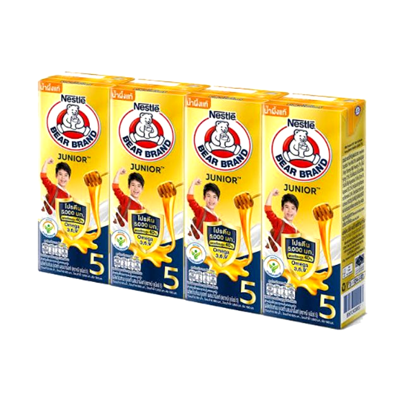 Bear Brand Junior 5 UHT Honey Flavoured Milk Product 180ml Pack of 4boxes