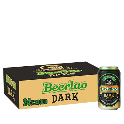 ເບຍລາວ Beerlao Dark 330ml can per box of 24 cans