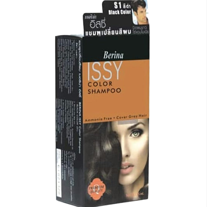 Berina Issy Color Shampoo and Cover for White Hair S1 Black Color