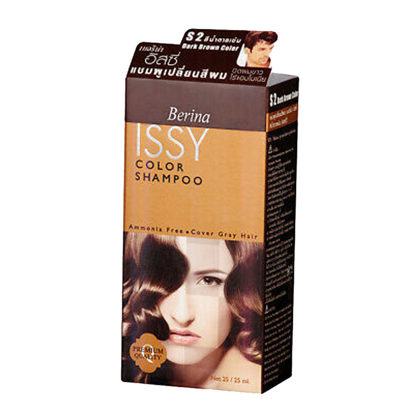 Berina Issy Hair Color Dying Dye Permanent Shampoo S2 Dark Brown Color