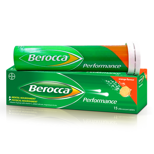 Berocca Performance Orange flavour boxes of 15 effervescent tablets